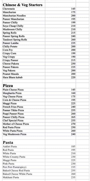 Social Diaries Cafe menu 