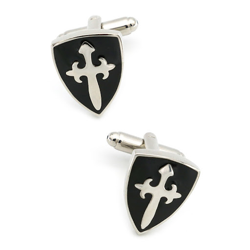 Title 5, Paladin Black Enamel Shield Shaped French Cuffl...