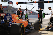 The McLaren team testing at Circuit de Catalunya