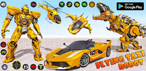 Flying Taxi Robot Transform 3D