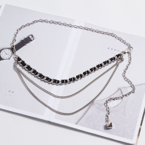 Title 6, Metal Small Leather Belt Decorative Chain Skirt...