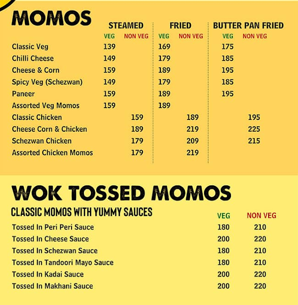 The Momo Co. menu 