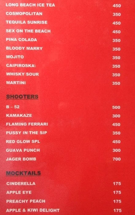 Red Glow menu 