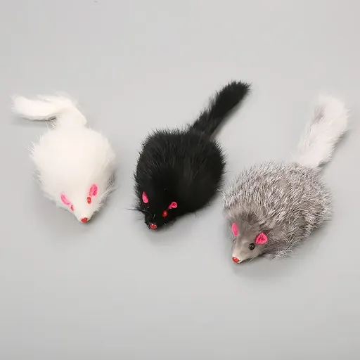1Pcs False Mouse Cat Pet Toys 18 cm Cat Long-haired Tail Mice Mouse Toys Soft Rabbit Fur Furry Plush Cat Toy For Pet Cat