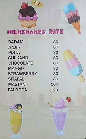 Mohan Ice Cream menu 