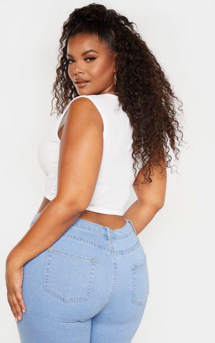 Plus Cream Rib V Neck Crop Top | Crop tops, Curvy girl fashion, Light wash  jeans