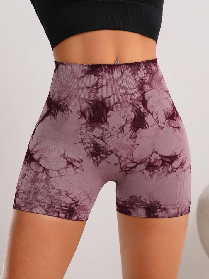 Mallas deportivas de cintura alta sin costuras, tie-dye, alta elasticidad, levanta caderas, control de abdomen, efecto melocotón, yoga.