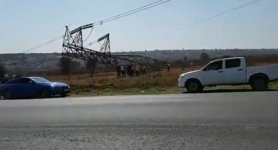 An electricity pylon was brought down by steel thieves in Fordsburg, Johannesburg, on August 30 2019.