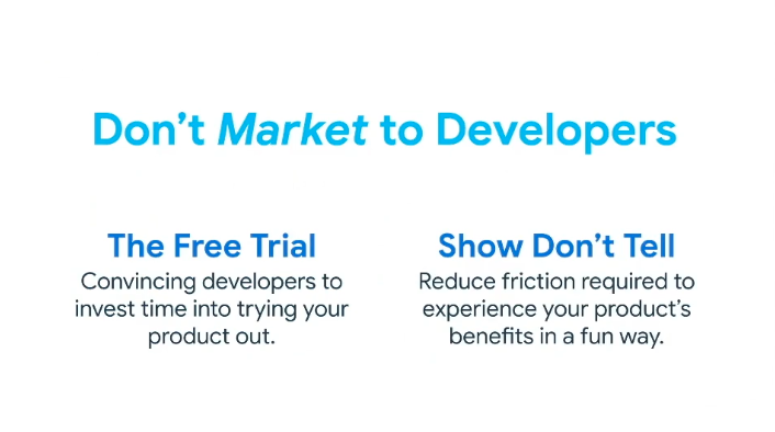 don't market to developers