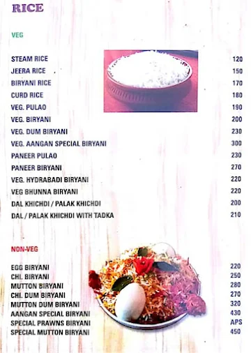 Aangan Family Garden Restaurant menu 