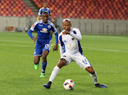 Teboho Mokoena of SuperSport United (L) and Katlego Mashego (R) of Chippa United during the Absa Premiership match at Nelson Mandela Bay Stadium on May 17, 2017 in Port Elizabeth, South Africa.