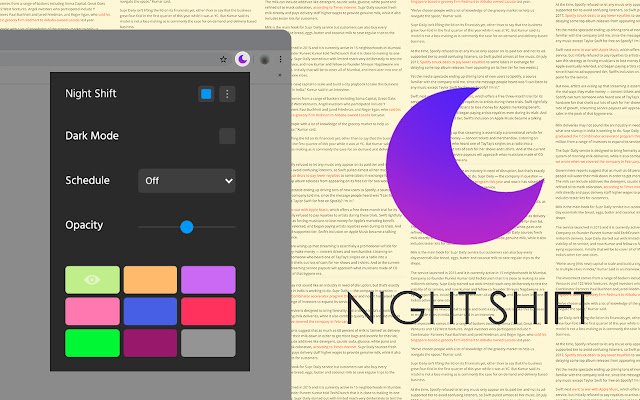 Night Shift Redux chrome extension