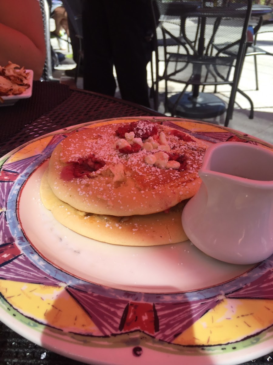 Raspberry white chocolate pancakes gluten free