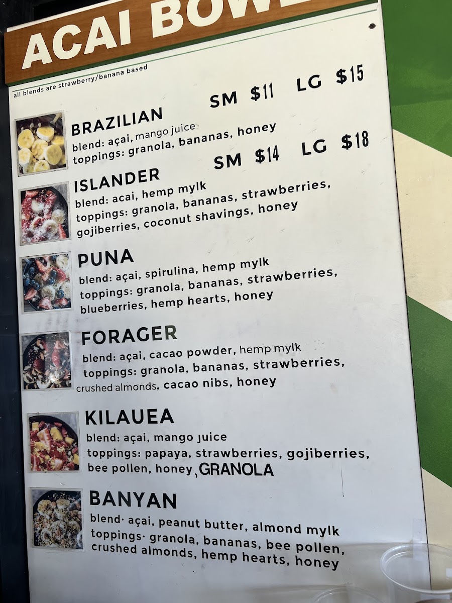 Basik Açaí gluten-free menu