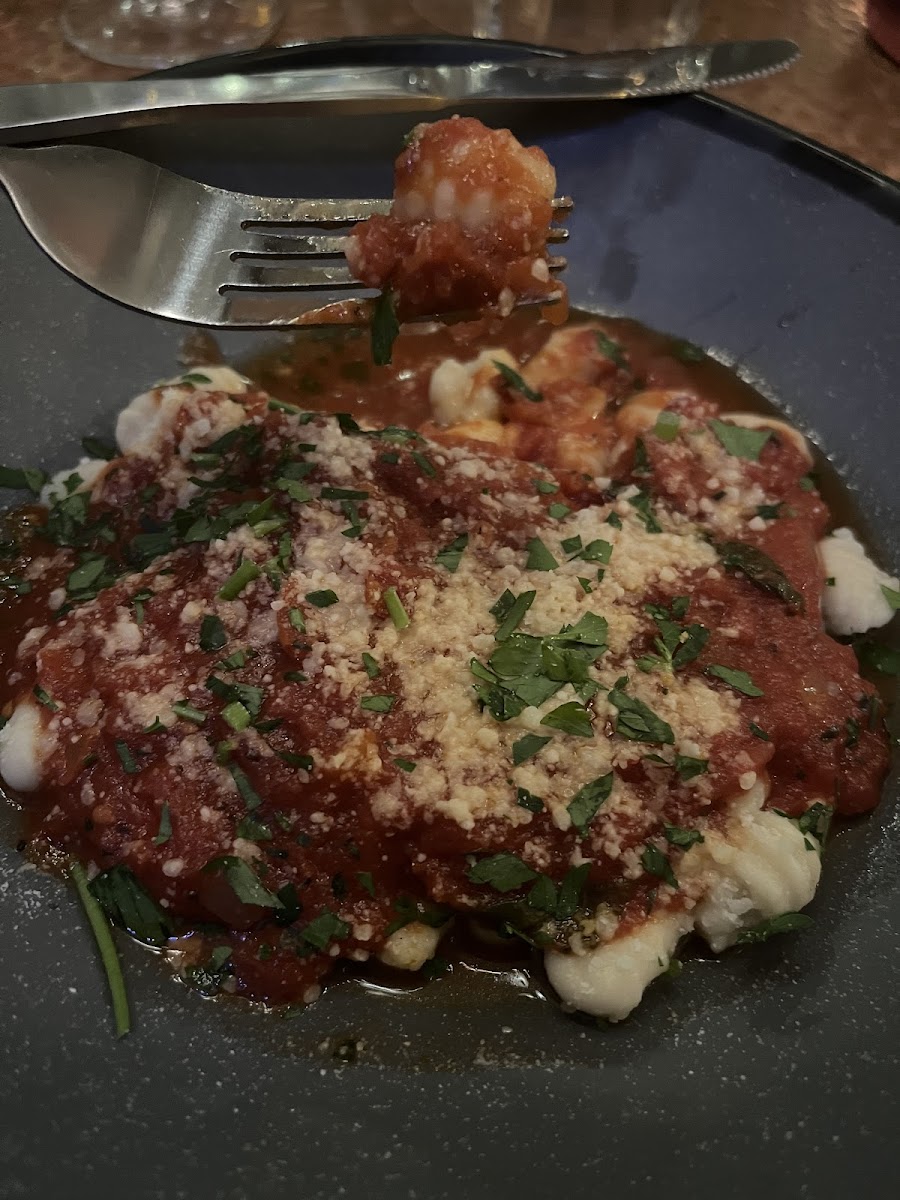 GF gnocchi with tomato sauce