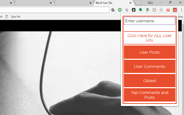 Reddit User Search chrome extension