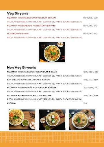 B2H - Biryani 2 Home menu 