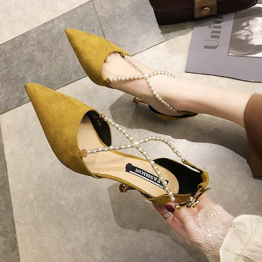Title 10, Suede rhinestone pointed sandals stiletto heels...