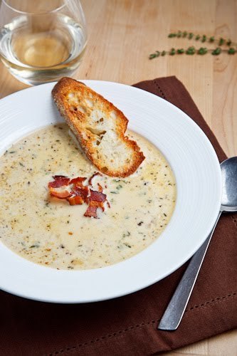 Roasted Cauliflower and Aged White Cheddar Soup