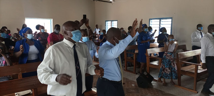 Worshippers at the Madogo PCEA during a service on Saturday, November 13.