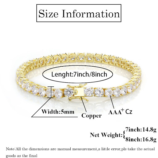 Title 1, Tennis Chain Zircon Bracelet Fashion Brand Hip ...