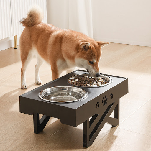 Title 1, Stainless Steel Adjustable Dog Bowl Pet Food Bo...