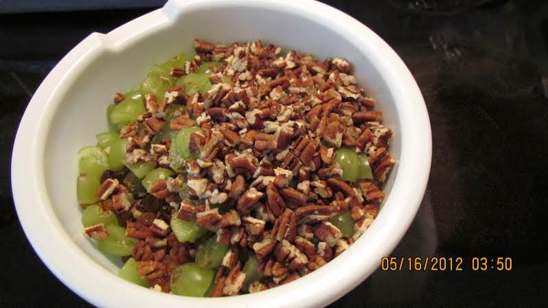 Uncle Wiley's Chicken Salad Ingredients In A Bowl...had To
Switch Bowls As This Was Too
Small To Add The Dressing Ingredients And Mix.
This Recipe Makes A Large Helping.
5/17/12