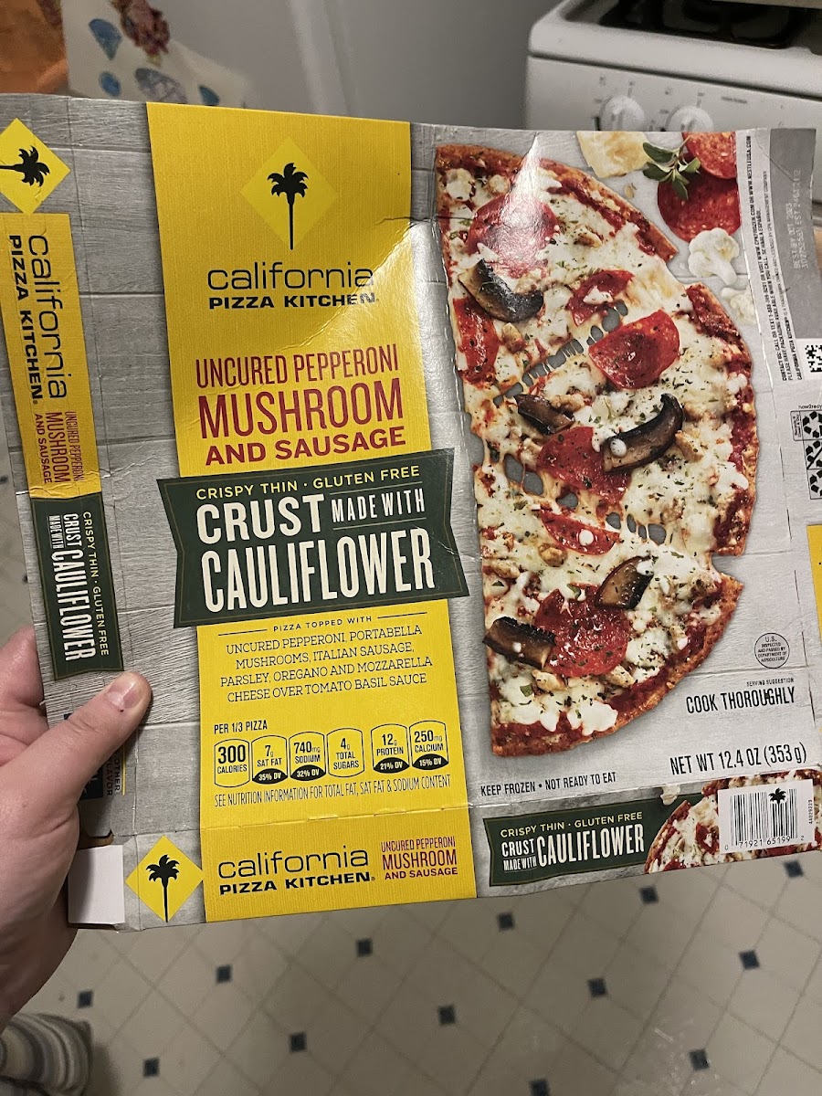 Cauliflower Crispy Thin Crust Pizza - Uncured Pepperoni Mushroom and Sausage