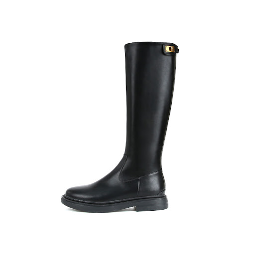 Title 4, Womens Back Zipper Long But Knee Leather Boots...
