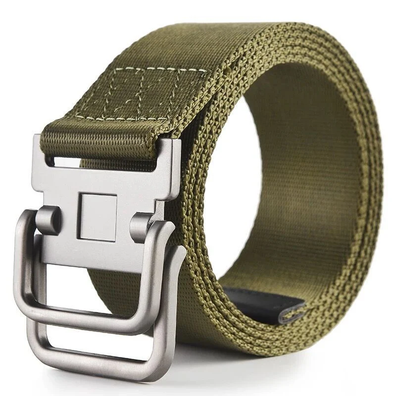 Heren militaire trainingsriem met dubbele gesp van canvas