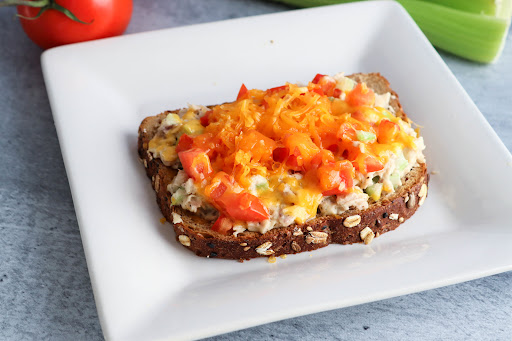 Healthy Choice Tuna Melt on a plate.