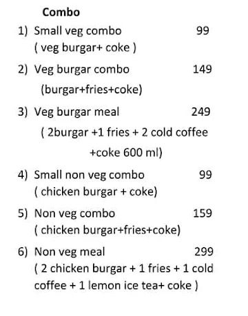 Expressive Burgers menu 