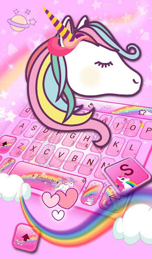 Cute Pink Unicorn Keyboard--Feeds,Stickers,Themes