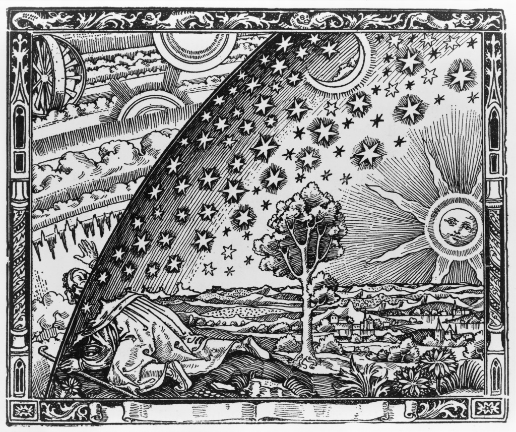 The 1888 "Flammarion engraving," depicting an explorer putting his head through the firmament.