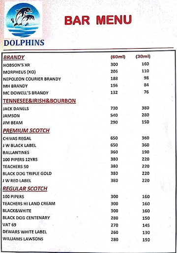 Dolphins Bar and Restaurant menu 