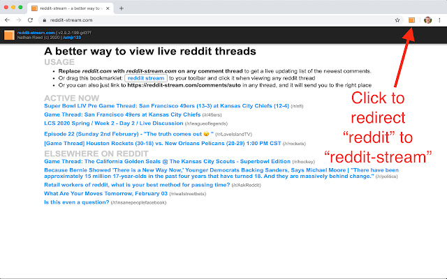 Reddit Stream chrome extension