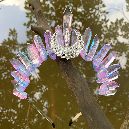 Title 10, Handmade Natural Pure Crystal Hollowed Out Moon...