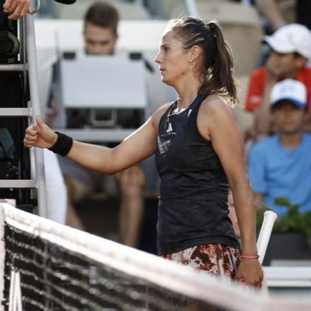 Daria Kasatkina reacts after the match.