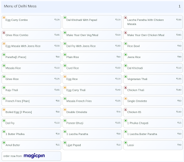 Delhi Mess menu 