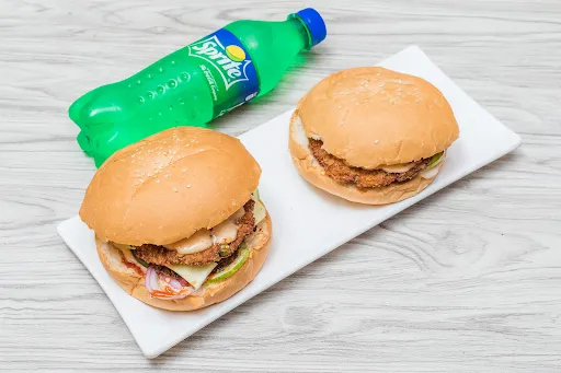 Large Chicken With Jumbo Chicken Burger With Cold Drinks