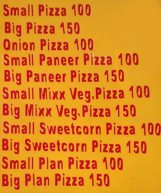 Deepak Pizza menu 