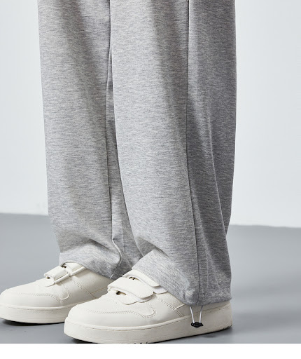 Title 2, Straight Loose Casual Pants Elastic Waist Embro...