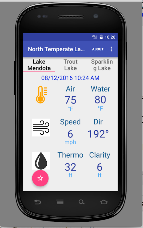 Android application NTL Lake Realtime Conditions screenshort