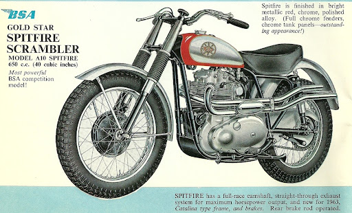 Publicité d'époque de la BSA A10 Spitfire Scrambler