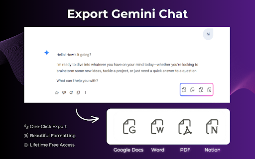 Gemini Exporter - Збереження Gemini у Word, PDF, Google Docs, Notion