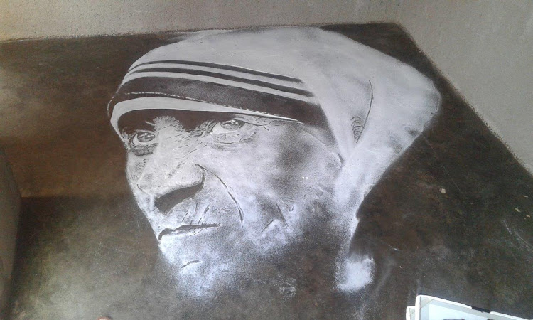 Mother Teresa’s image captured in salt.