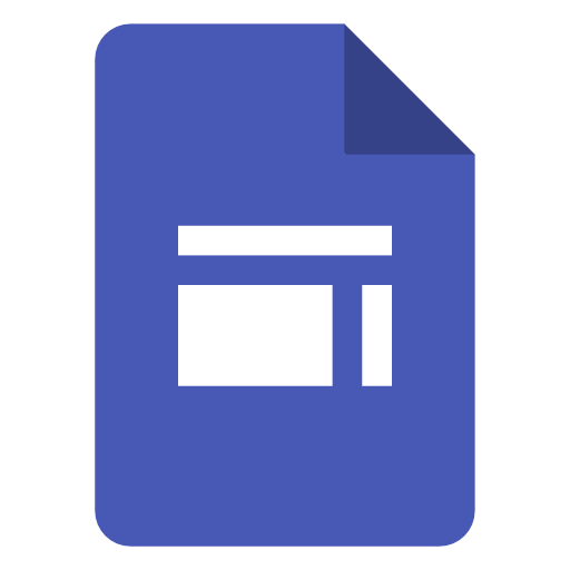 Google Sites icon: round-edged blurple rectangle with top right corner folded down and the universal image for websites in white embedded in the center