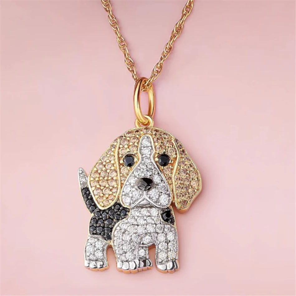 Collar con colgante de perro beagle, adorable y exquisito, un collar de cachorro de dibujos animados para un regalo perfecto y único