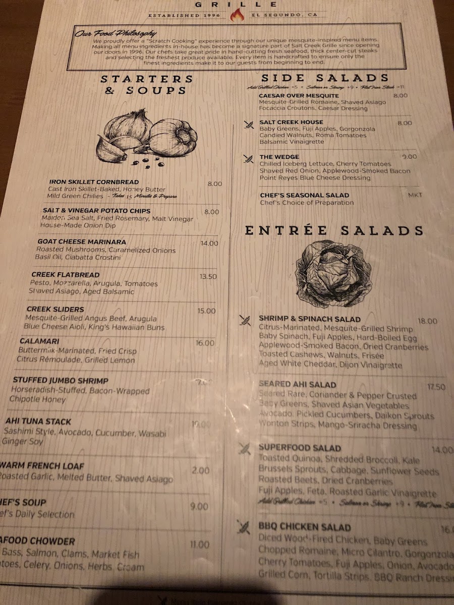 Salt Creek Grille gluten-free menu