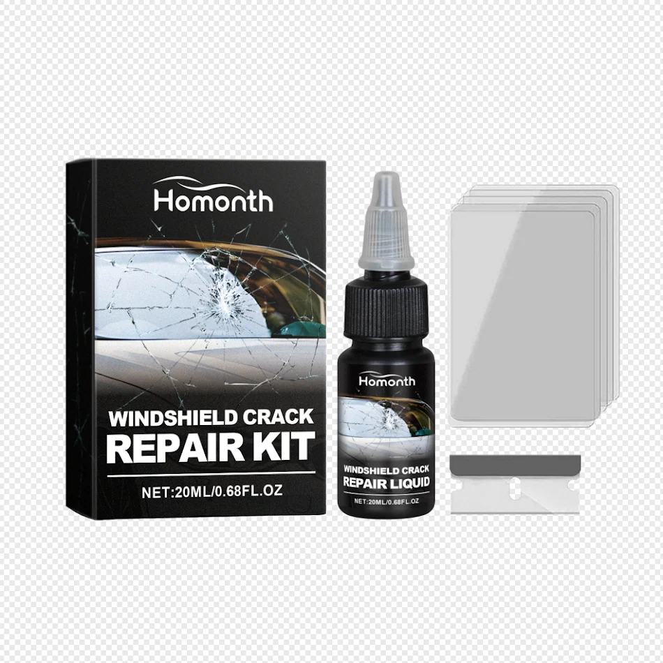 Kit Solution Nano Réparation Pare-Brise Avant Voiture Répare Éclats et Fissures de Verre Facilement Restaure Clarté et Visibilité Durablement